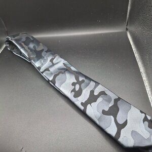 Alfani Mens Camouflage Patterned Tie Grey Black 58 x 3 Skinny